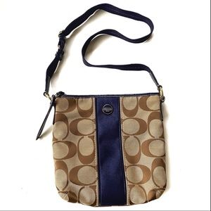 Coach CC Signature Jacquard Brown, Beige Crossbody, Shoulder Purse